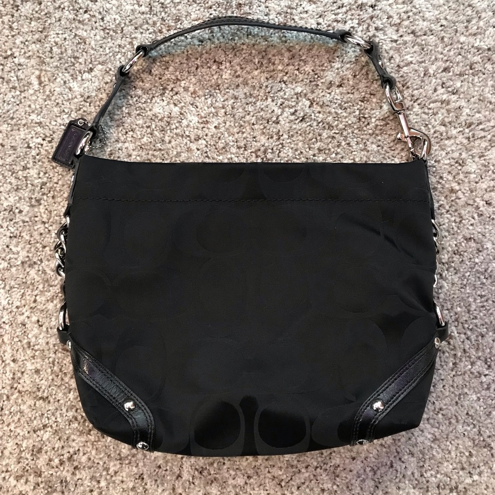 COACH Signature C CARLY Hobo Shoulder Bag Black
